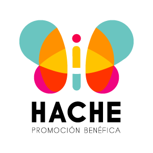 logo HACHE mariposa a color con palabra HACHE debajo