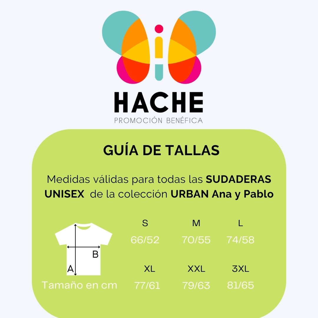 Guía de tallas sudaderas con capucha Hache