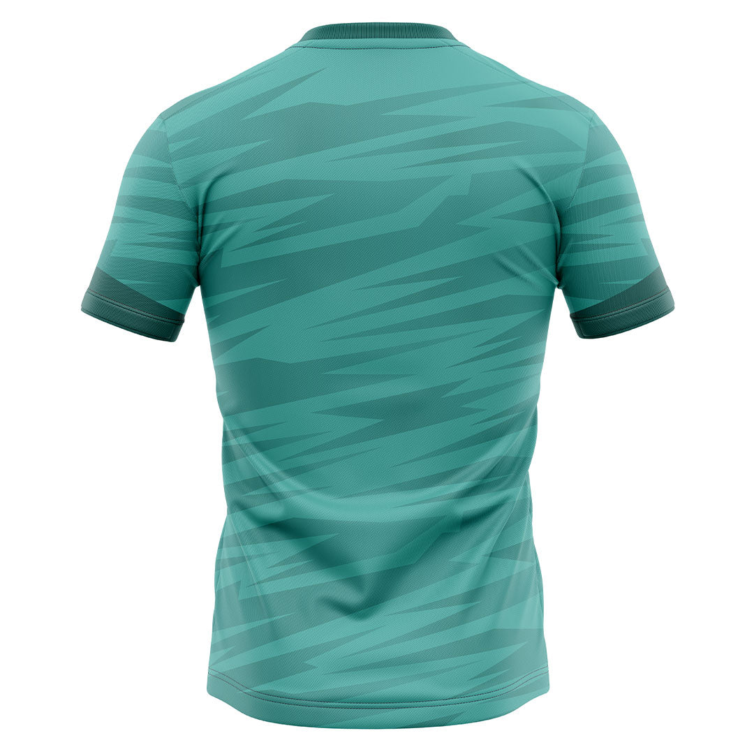 camiseta deporte azul claro manga corta trasera