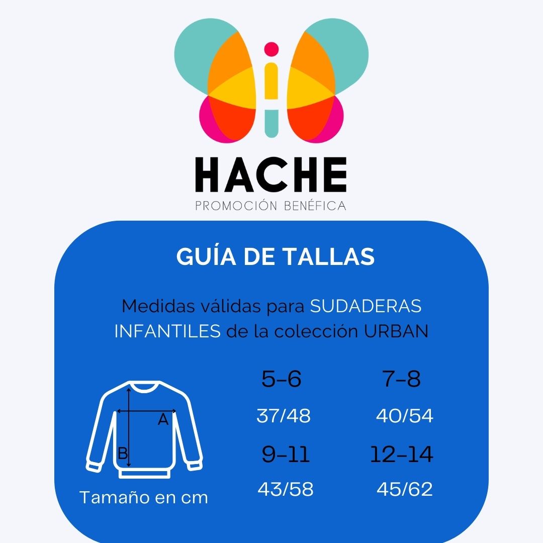 Guía de tallas sudaderas infantiles con capucha Hache