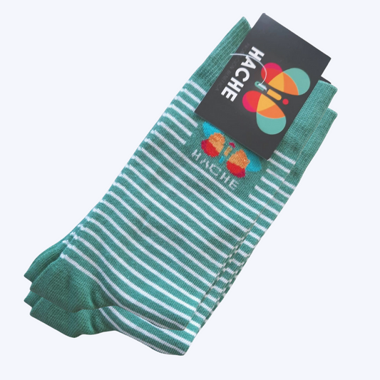 Calcetín algodón rayas verde